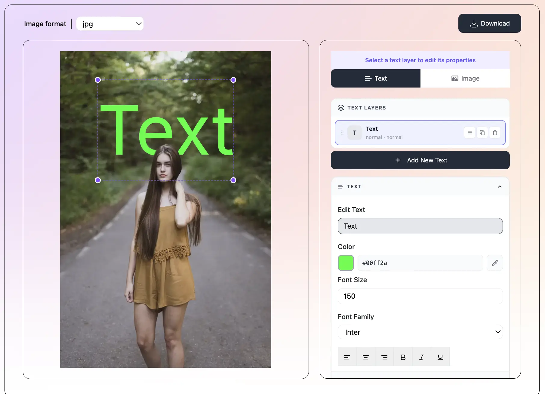 Text behind image example — person with text placed behind them